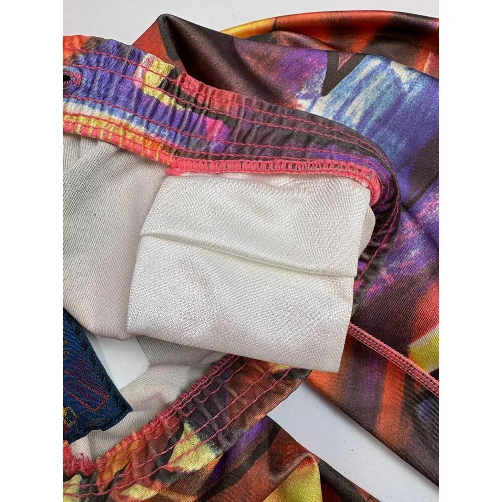 Vintage 90s Passport Stirrup Ski Pants Size 14 Abstract Geometric Stretch D-Ring